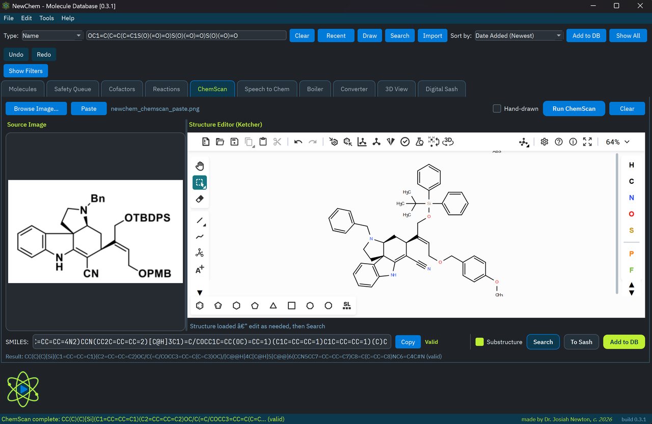 ChemScan turning a publication-style structure image into an editable structure
